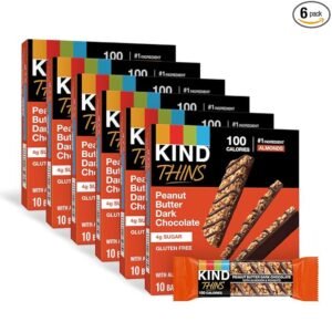 KIND THINS Peanut Butter Dark Chocolate Bars, Gluten Free Snacks, 4g Sugar, 0.74 OZ Bars (60 Count)