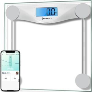 Etekcity Bathroom Scale for Body Weight and BMI, Upgraded Bluetooth Digital Scale, Large Blue LCD Backlight Display, High Precision Measurements, 400 Pounds