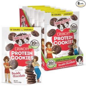 Lenny & Larry's The Complete Crunchy Cookie, Double Chocolate, 6g Plant Protein, Vegan, Non-GMO, 4.25 Ounce Pouch (Pack of 6)