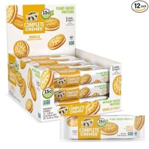 Lenny & Larry's The Complete Cremes®, Sandwich Cookies, Vanilla, Vegan, 5g Plant Protein, 6 Cookies Per Pack (Box of 12)